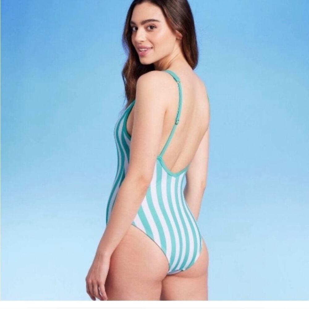 Kona Sol Mint White Striped One Piece Swimsuit‎ NWT Size 16W